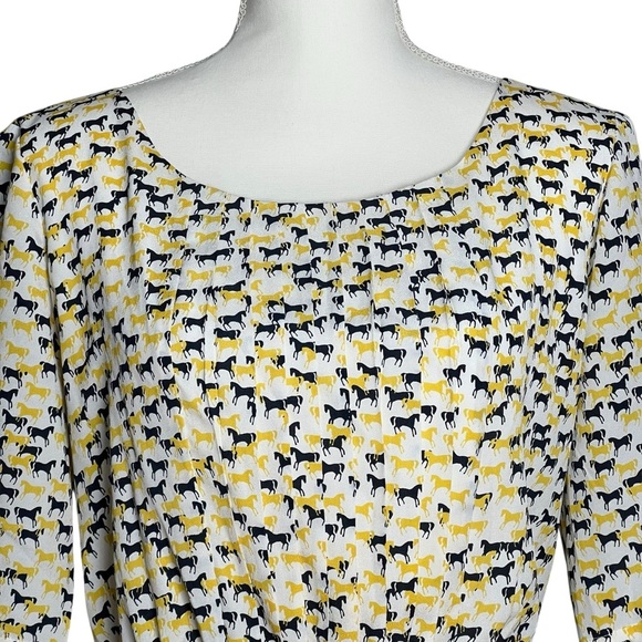 Anthropologie Cremieux Kensington All Over Horse Print Pleated Dress Size 12 - Picture 2 of 7